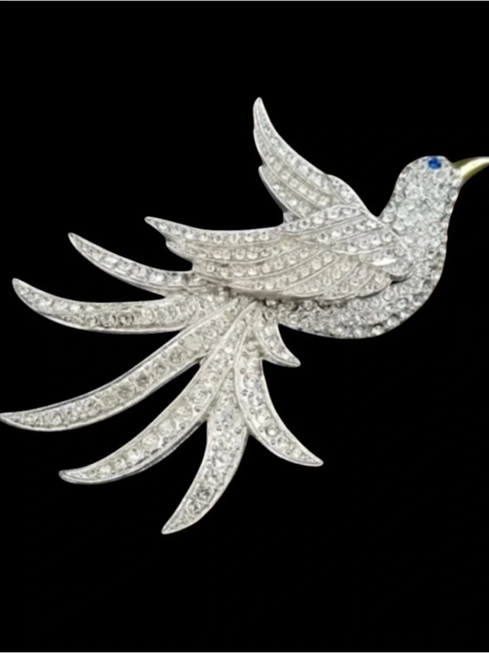 Authentic Art Deco Pave’ Rhinestone Bird Brooch